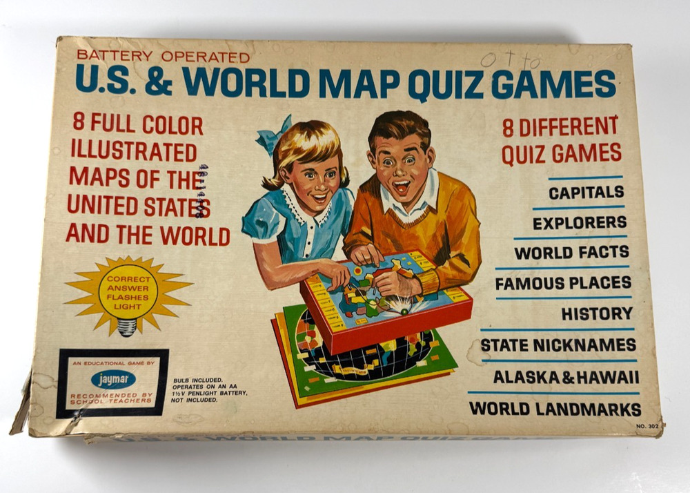 Vintage 1950s Jaymar U.S. World Map Quiz Games No 302 Tested Working